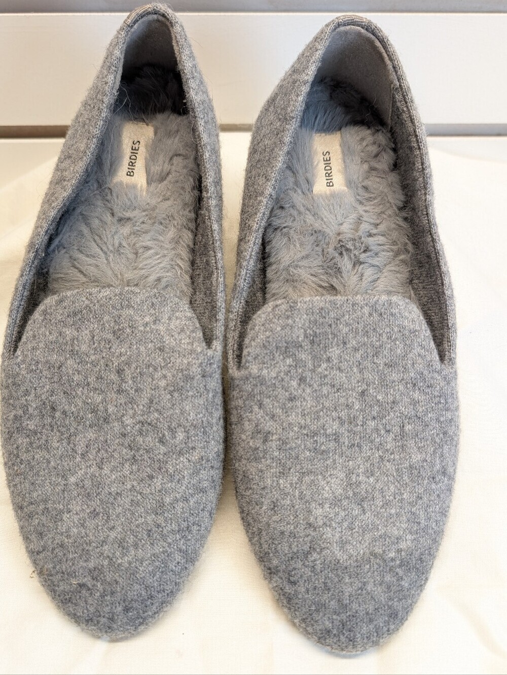 Birdies Womens The Starling Gray Wool Faux Fur Lined Smoking Slipper Flat 7.5